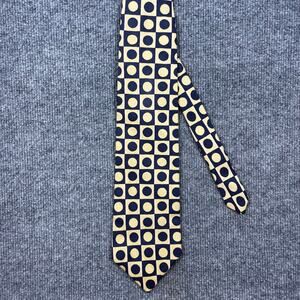 Neiman Marcus REPP Tie 4" X 58" Blue/Yellow Geometric Hand Made 100% Silk